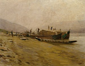 Donau-slæbebåde nær Spitz af Stefan Simony