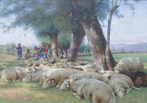Får i hvile, ca. 1900 (olie på lærred)