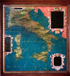 Italien og Korsika-kort lavet af Stefano Bonsignori (? -1589) italiensk kosmograf og maler. Omkring 1581. Firenze, Palazzo Vecchio, Sala del Mappamondo