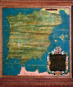 Spanien og Portugal Kort lavet af Stefano Bonsignori (? -1589) italiensk kosmograf og maler. Omkring 1581. Firenze, Palazzo Vecchio, Sala del Mappamondo