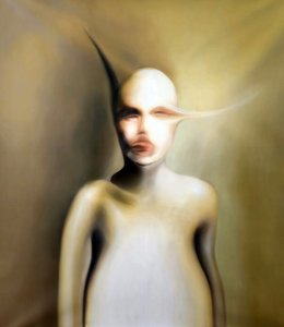 Forvrænget surrealistisk portræt af Stefano Mazzolini