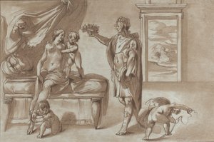 Mars tilbyder en blomsterkrans til Venus, 1760-90.
