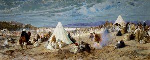 Fejring af Muhammed i Tanger, maleri af Stefano Ussi (1822-1901), olie på lærred, 48, 5x117, 5 cm