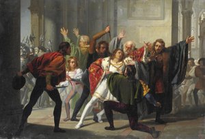 Pazzi-sammensværgelsen af ​​Stefano Ussi (1822-1901) - Privat samling - ""La congiura dei Pazzi"" Pazziernes sammensværgelse (plot eller sammensværgelse) - Søndag den 26. april 1478 i Firenze opstod der et slagsmål under messen i katedralen af