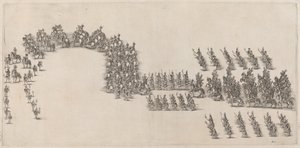 En procession af 60 kavalerer og fakkelbærere af Stefano della Bella