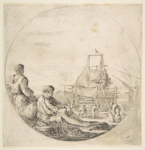 En siddende hvid sømand, en stående sort sømand, ca. 1660. af Stefano della Bella