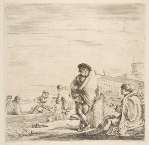 En stående sømand taler med en siddende Levantine, ca. 1660. af Stefano della Bella