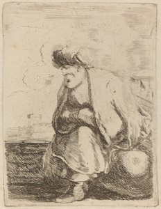 En gammel tyrker med turban på en klippe af Stefano della Bella