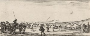 Other Cannon Driving, (ætsning på bundet papir) af Stefano della Bella