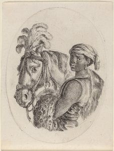 Sort brudgom med en arabisk hest af Stefano della Bella