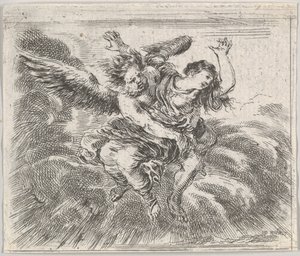 Boreas og Orithyia, fra Game of Mythology Jeu de la Mythologie, 1644. af Stefano della Bella