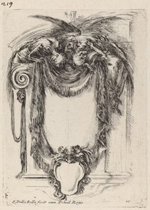 Cartouche suspenderet fra lig af Stefano della Bella