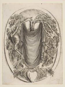 Cartouche med skeletter, 1647. af Stefano della Bella