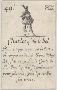 Charles 4.e- dit le bel Prince sage..., fra Game of the Kings of France Jeu des Rois..., 1644. af Stefano della Bella