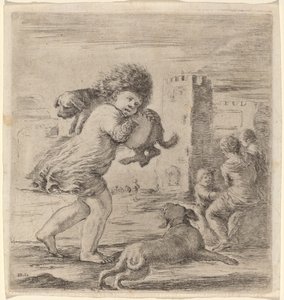Barn, der bærer en hvalp af Stefano della Bella