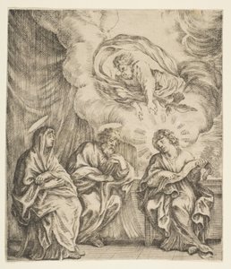 Jesusbarnet forklarer skrifterne til sin mor og St. Joseph, ca. 1627. af Stefano della Bella