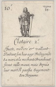 Clotaire 2.-e Fair, moderat..., fra Game of the Kings of France Jeu des Rois de Fran..., 1644. af Stefano della Bella