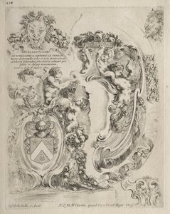 Samling af forskellige caprices og nye designs af kartoucher og ornamenter: Nr. 2, Dedikationsside af Stefano della Bella
