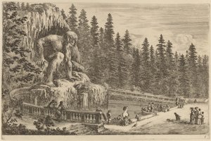Kolossal statue af Appenninerne af Stefano della Bella