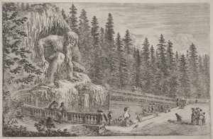 Kolossal statue af Appenninerne af Stefano della Bella