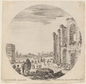Colosseum og Konstantinbuen af Stefano della Bella