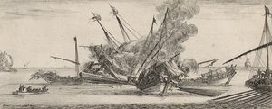 Combat Naval (ætsning på bundet papir) af Stefano della Bella