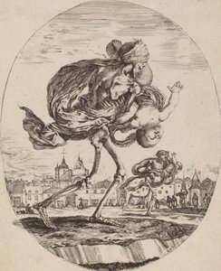 Døden bærer et barn til højre, sandsynligvis 1648. af Stefano della Bella