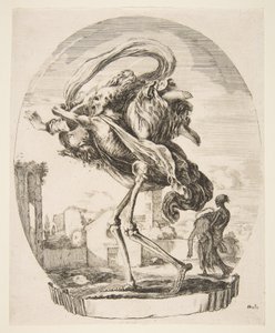 Døden, der bortfører en kvinde, fra De fem dødsfald Les cinq Morts, ca. 1648. af Stefano della Bella