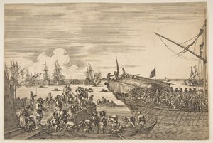Afgang af en kabys ved havnen i Livorno, fra fra Udsigt over havnen i Livorno ..., 1654-55. af Stefano della Bella