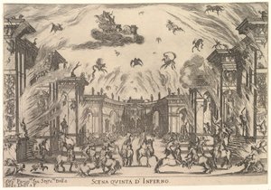 Femte scene, Infernoet, fra gudernes ægteskab Le nozze degli Dei, 1637. af Stefano della Bella