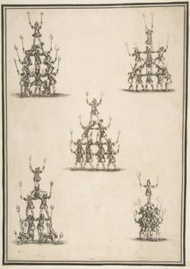 Fem grupper af akrobater, 1652. af Stefano della Bella