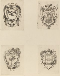 Fire emblemer til begravelsen af prins Francesco de Medici af Stefano della Bella