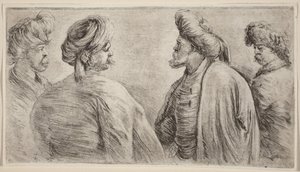 Fire tyrkere med turbaner af Stefano della Bella