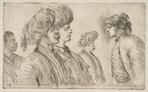 Fire tyrkere og en sort mand, ca. 1662. af Stefano della Bella