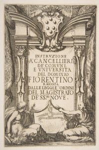Frontispice til Instruzione a Cancellieri, 1635. af Stefano della Bella