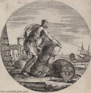 Galleyslave, der transporterer et skibs last, 1656. af Stefano della Bella