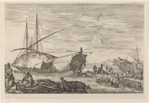 Kabys med dæk dækket med sejl, sandsynligvis ca. 16541655. af Stefano della Bella