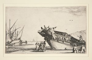 Havnescene fra en serie på otte marinesoldater, Dev. 813 af Stefano della Bella