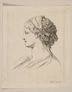 Head of a Woman in Profile, 1650. dani af Stefano della Bella