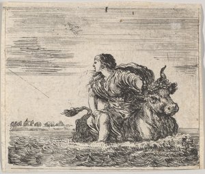 Jupiter og Europa, fra Game of Mythology Jeu de la Mythologie, 1644. af Stefano della Bella