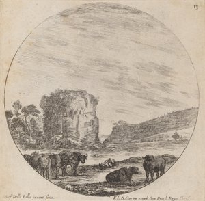 Landskab med antikke ruiner, 1646. af Stefano della Bella