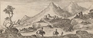 Landskab med slot, 1641. af Stefano della Bella