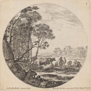 Landskab med romerske ruiner, 1646. af Stefano della Bella