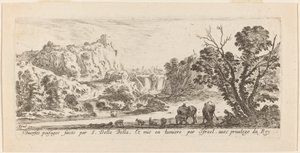 Landskab med vandfald, 1641. af Stefano della Bella