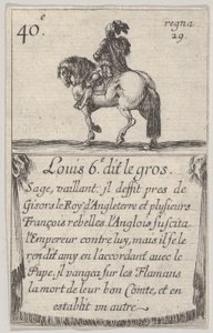 Louis 6.-e dit le gros Sage, vaillant..., fra Game of the Kings of France Jeu des Ro..., 1644. af Stefano della Bella