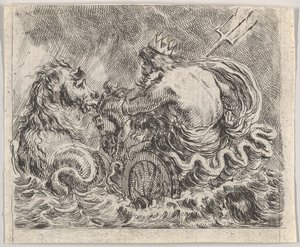 Neptun, fra Game of Mythology Game of Mythology, 1644. af Stefano della Bella