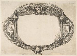 Ornamentdesign til en afhandling om enheden: Quest un soccorso, ca. 1656. af Stefano della Bella