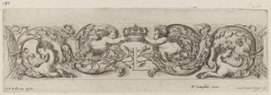 Ornamental frise med bogstavet L (Louis XIV) af Stefano della Bella