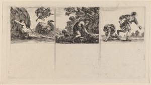 Perseus og Andromeda, Cephalus og Procris, Hippomene og Atalantus, 1644. af Stefano della Bella