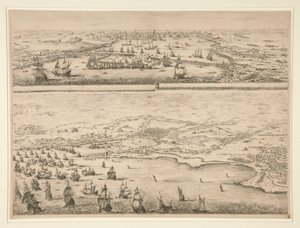 Plan for belejringen af ​​La Rochelle i 1628 af Stefano della Bella